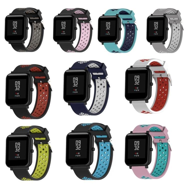 Double Colour Silicone Sport Wrist Strap for Xiaomi Huami Amazfit Bip Lite Version 20mm(Black Grey)