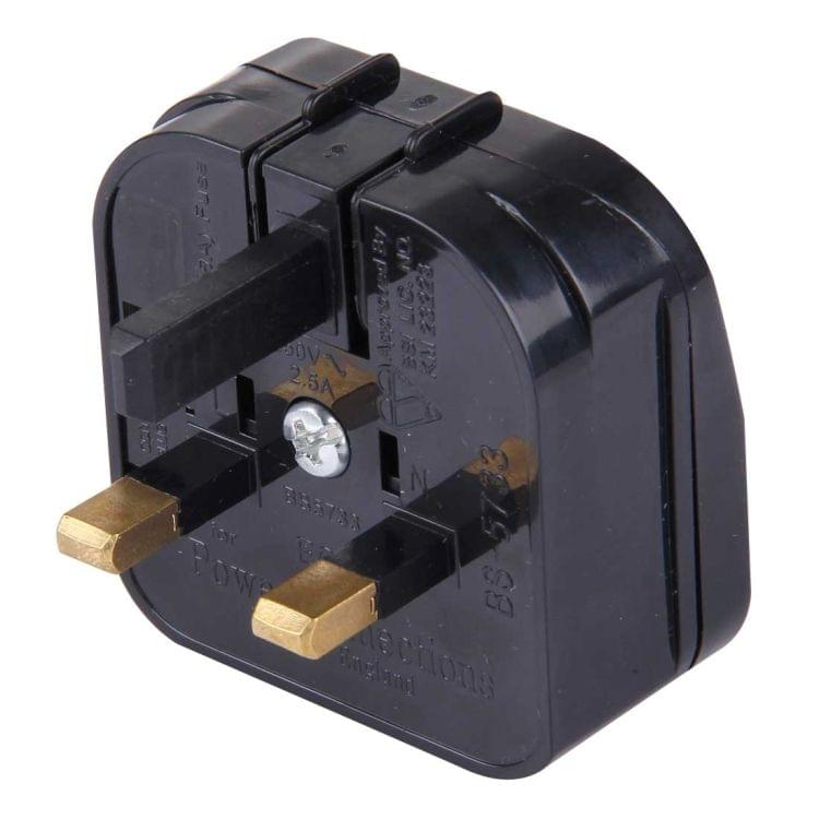 BS-5733 Portable EU Plug to UK Plug Adapter Power Socket Travel Converter with Fuse