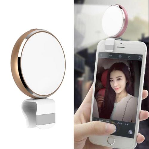 CYKE BR34 Micro USB Round Beauty Live LED Fill Light with Mirror (Gold)