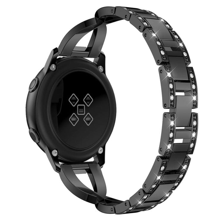 X-shaped Diamond Stainless Steel Wrist Strap WatchBand for Galaxy Watch Active 20mm (Black)