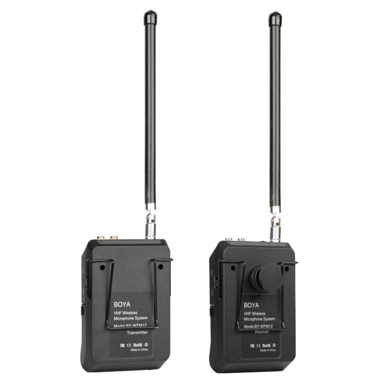 BOYA  BY-WFM12 VHF Wireless Microphone System with Transmitter and Receiver for DSLR Cameras and Video Cameras (Black)\t    \t\t        \t
                        \t
    \t\t\t\t    \t\t\t\t ()