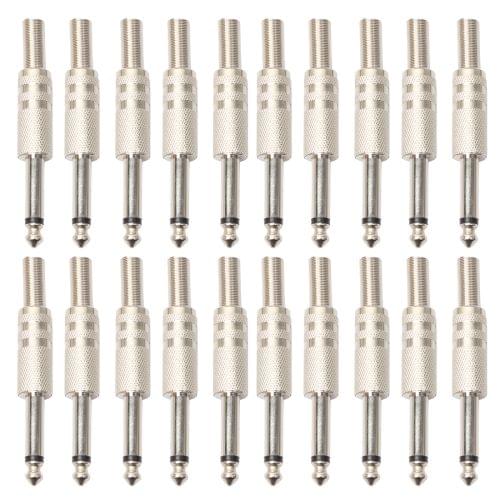 20 PCS 2 Pin 6.5mm Plug Zinc Alloy Welded Type Audio Connector 6.35 Audio Plug