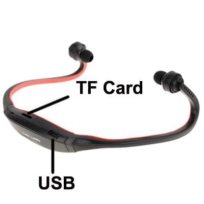Sport MP3 Player Headset with TF Card Reader Function, Music Format: MP3 / WMA / WAV(Red)