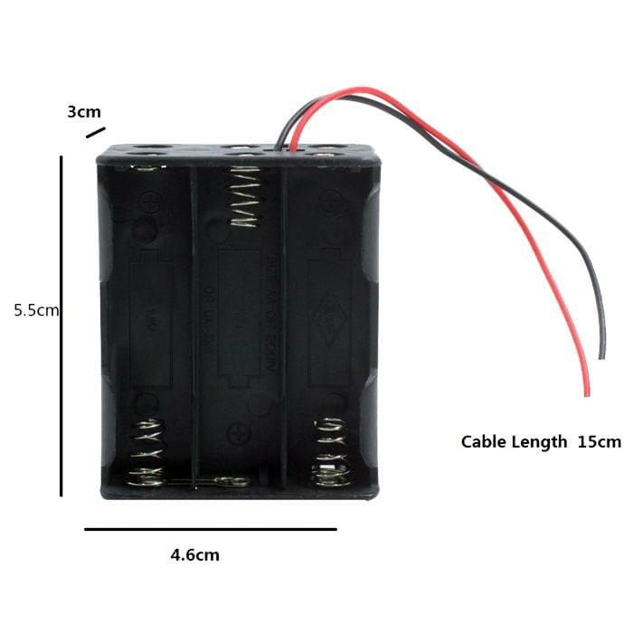 LandaTianrui LDTR-DJ003 6 x AA Batteries Case Storage Holder with 15cm Cable for Arduino(Black)