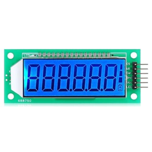 LDTR - WG0101 2.4 inch 6-digit 7-segment LCD Display Module for Arduino, Screen Display Backlight Color: Blue
