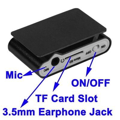 TF (Micro SD) Card Slot MP3 Player with LCD Screen, Metal Clip(Black)