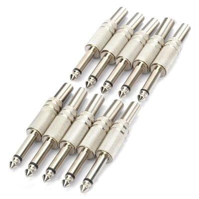 JL0056 6.36mm Audio Jack Connector (10 Pcs in One Package, the Price is for 10 Pcs)(Silver)