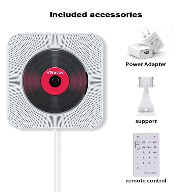KC-808 Wall Mounted Bluetooth 4.2+EDR CD Player with Remote Control, Support FM(White)