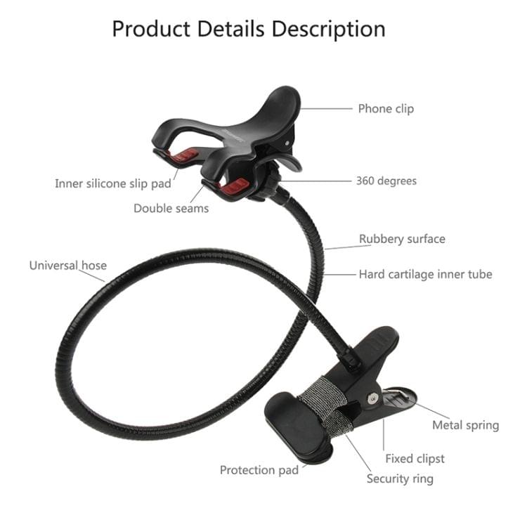HAWEEL Flexible Long Arm Lazy Bracket  Holder with Clamping Base
