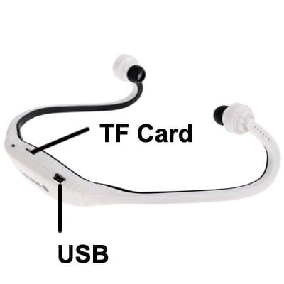 Sport MP3 Player Headset with TF Card Reader Function, Music Format: MP3 / WMA (White + Black)