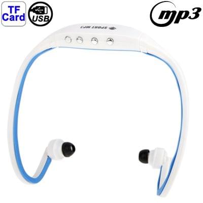 Sport MP3 Player Headset with TF Card Reader Function, Music Format: MP3 / WMA (White + Blue)