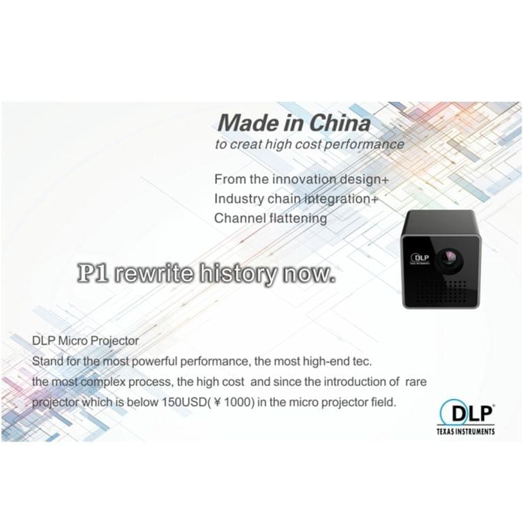 P1 5V 2A Output DLP Image System USB Charging LED Micro Projector Pocket Beamer Home Theater with Indicator light, Support TF Card(Black)