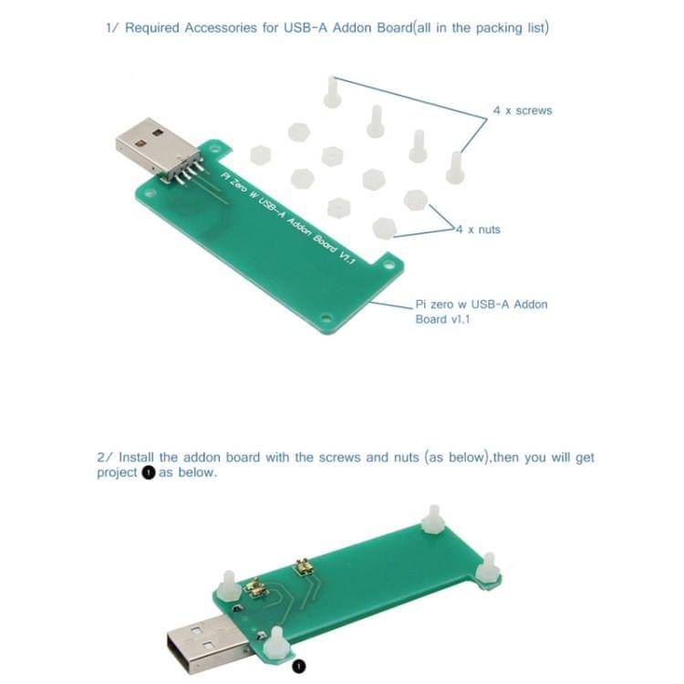 LDTR-WG0172 Raspberry Pi Zero W USB-A Addon Board, Pi Zero BadUSB, Raspberry PI Zero Expansion Board (Black)