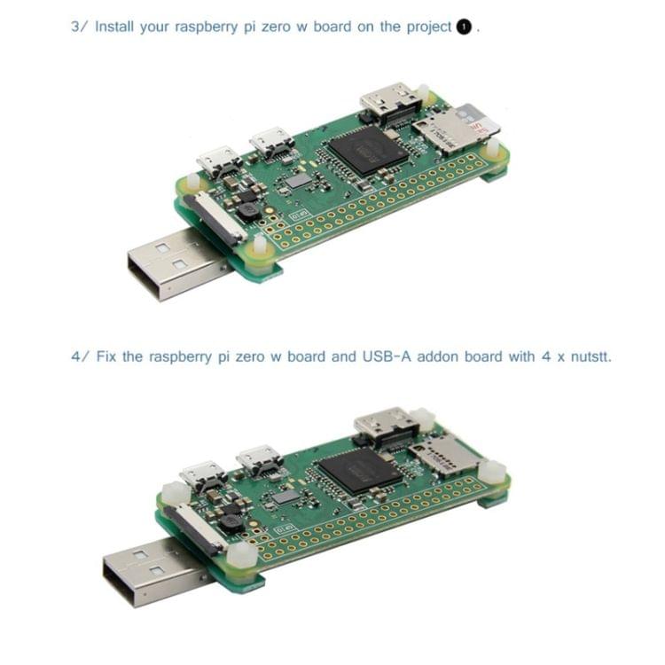LDTR-WG0172 Raspberry Pi Zero W USB-A Addon Board, Pi Zero BadUSB, Raspberry PI Zero Expansion Board (Black)