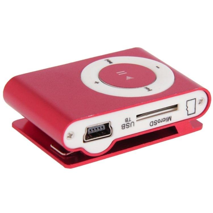 TF (Micro SD) Card Slot MP3 Player with Metal Clip(Red)
