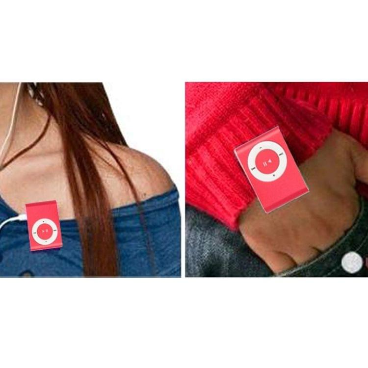 TF (Micro SD) Card Slot MP3 Player with Metal Clip(Red)