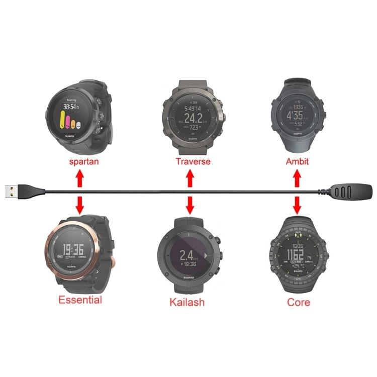 For Suunto Ambit3 Vertical Smart Watch Charger Cable Clamp, Cable Length: 1m(Black)