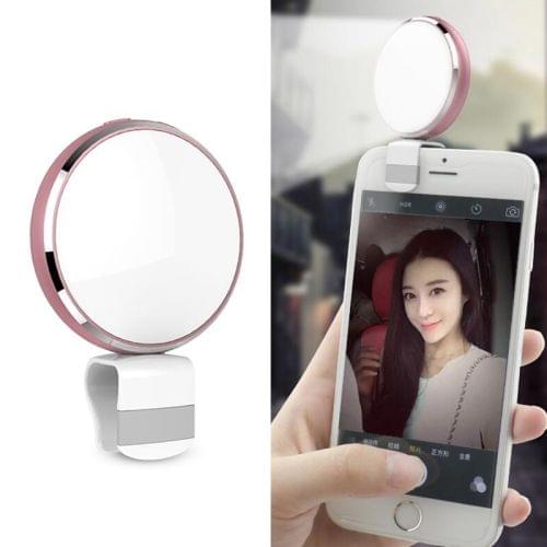 CYKE BR34 Micro USB Round Beauty Live LED Fill Light with Mirror (Rose Gold)