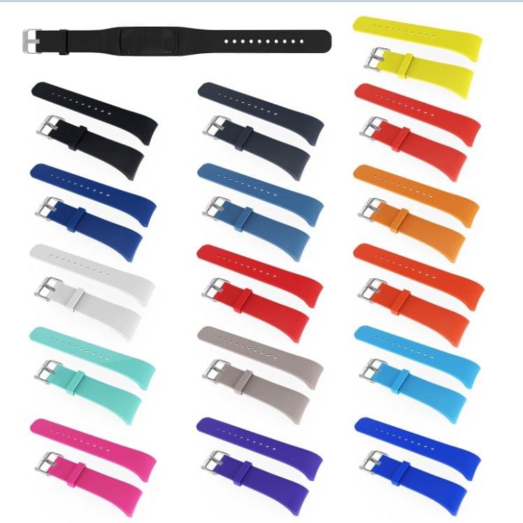 Solid Color Leather Wrist Strap Watch Band for Galaxy Gear Fit2 R360 (Dark Blue)