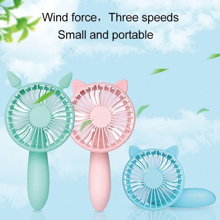 Portable Outdoor Handheld USB Charging Cartoon Squirrel Shape Mute Cooling Fan 3 Speeds (Green)