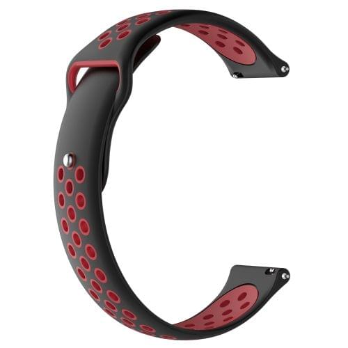 Double Color Wrist Strap Watch Band for Galaxy S3 Ticwatch Pro (Black Red)