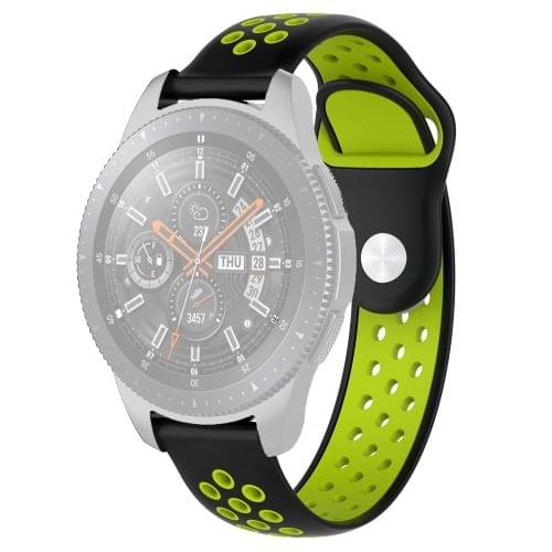 Double Color Wrist Strap Watch Band for Galaxy Watch 46mm (Black+green)