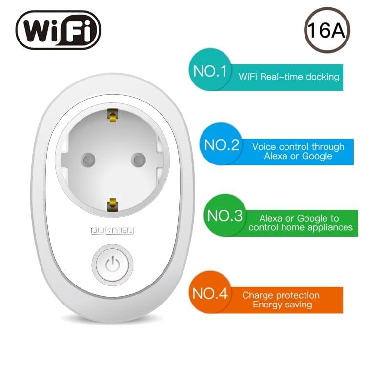 OUKITEL P2 3680W 100-240V Wi-Fi 2.4GHz APP Remote Timing WiFi Smart Socket, EU Plug(Green)