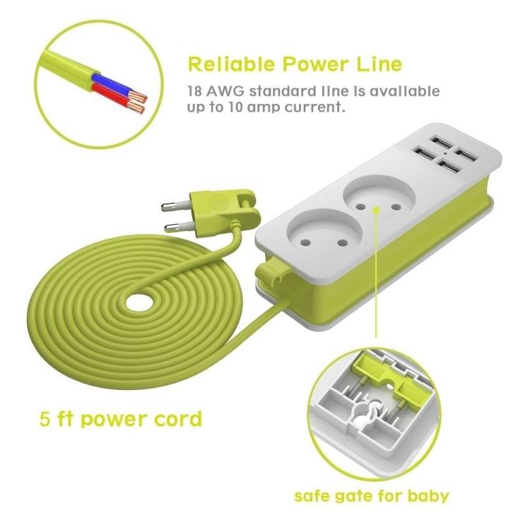 Power Strip 1/2 EU Plug 4 USB Port 1200W 250V 1.5m Cable Wall Portable Multiple Socket EU Plug Outlets(1 OUTLET 4USB)