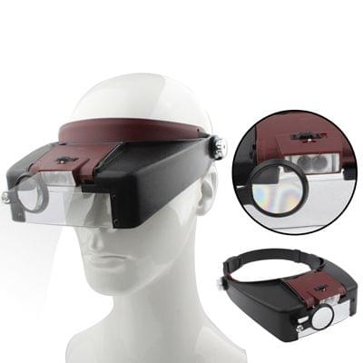 Headband Style 1.5X / 3X / 8.5X / 10X Magnifier with 2 LED Lights(Brown)