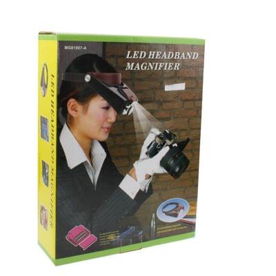 Headband Style 1.5X / 3X / 8.5X / 10X Magnifier with 2 LED Lights(Brown)