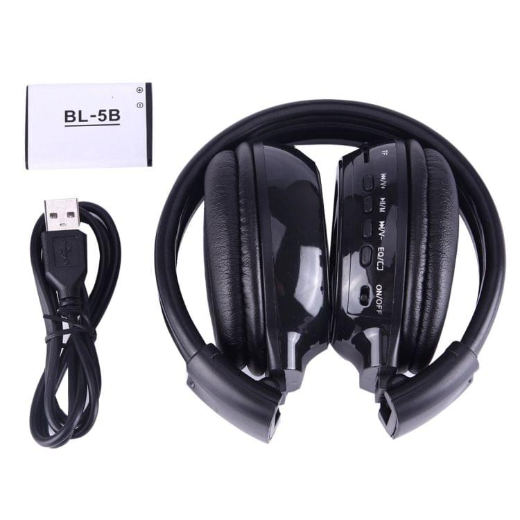 BS-N65 Headband Folding Stereo HiFi Wireless Headphone Headset with LCD Screen & TF Card Slot & LED Indicator Light & FM Function(Black)