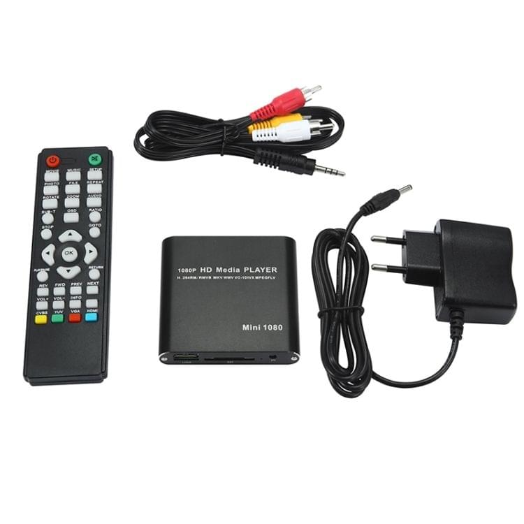 MINI 1080P Full HD Media USB HDD SD/MMC Card Player Box, EU Plug(Silver)