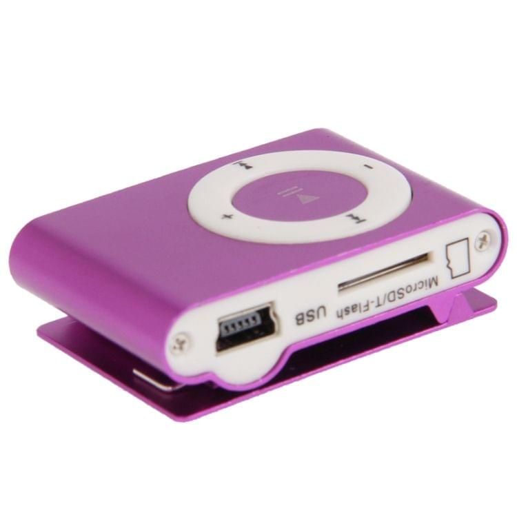 TF (Micro SD) Card Slot MP3 Player with Metal Clip(Purple)