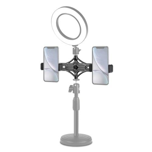 PULUZ Live Broadcast Dual Phone Brackets Horizontal Holder for iPhone, Galaxy, Huawei, Xiaomi, Sony and Other Smart Phones