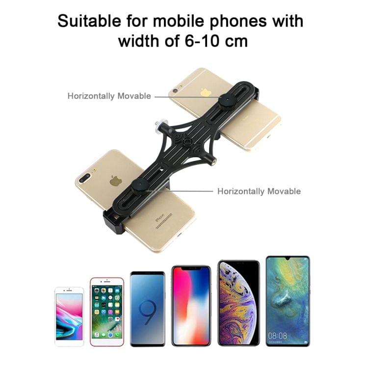 PULUZ Live Broadcast Dual Phone Brackets Horizontal Holder for iPhone, Galaxy, Huawei, Xiaomi, Sony and Other Smart Phones