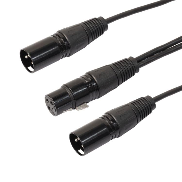 30cm 3 Pin XLR CANNON 1 Female to 2 Male Audio Connector Adapter Cable for Microphone / Audio Equipment(Black)