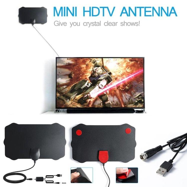 TY22D 50 Miles Range 25dBi High Gain Amplified Digital HDTV Indoor TV Antenna with 3.7m Coaxial Cable & LED Light