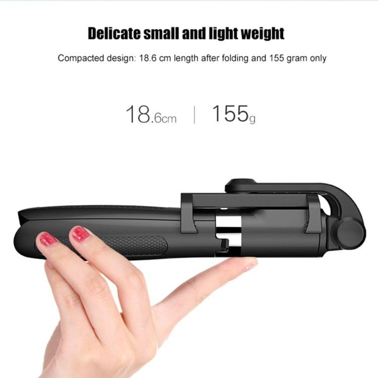 2 in 1 Foldable Bluetooth Shutter Remote Selfie Stick Tripod for iPhone and Android Phones(Black)