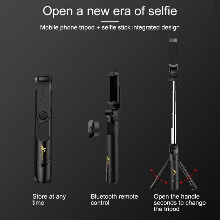XT-09 Multi-function Live Broadcast Mobile Bluetooth Self-timer Pole Tripod (Black)