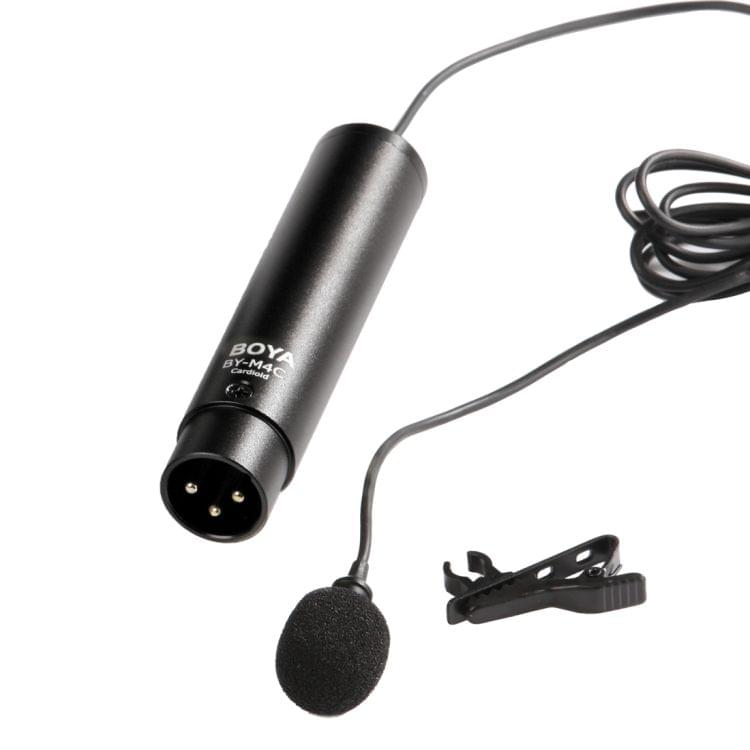 BOYA BY-M4C Professional Clip-On XLR Connector Lavalier Cardioid Condenser Microphone(Black)