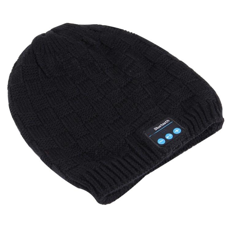 Square Textured Knitted Bluetooth Headset Warm Winter Hat with Mic for Boy & Girl & Adults(Black)