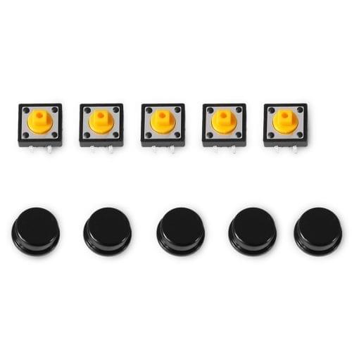 5 PCS LDTR-YJ030 Electrical Power Control 4-Pin Push Button Switches(Black)