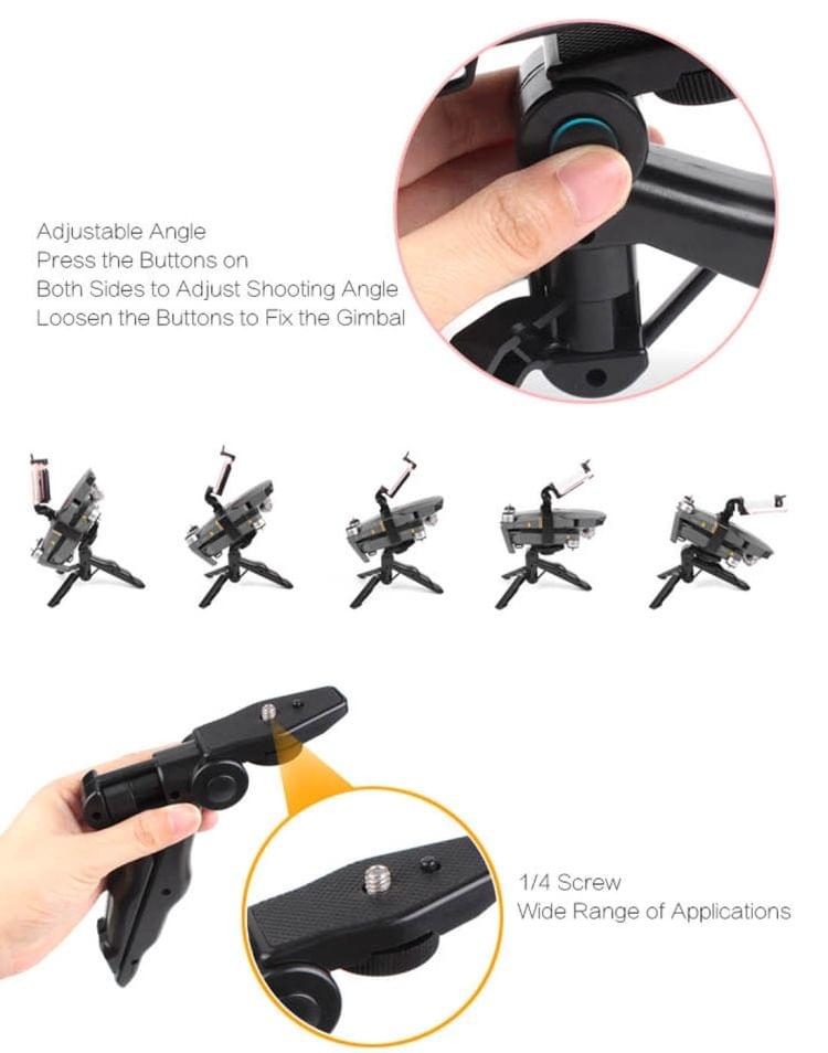 Hand Grip Handheld Gimbal Stabilizer Tripod Mount with Phone Clamp for DJI Mavic Pro(Black)