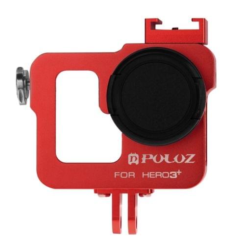 PULUZ Housing Shell CNC Aluminum Alloy Protective Cage with 37mm UV Lens Filter & Lens Cap for GoPro HERO3+ /3(Red)