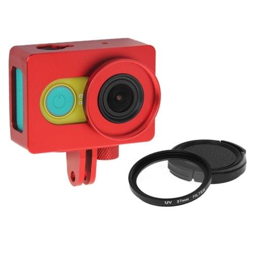 Housing Shell Metal Protective Cage with Mount Adapter + UV Lens Filter for Xiaoyi Sport Camera(Red)