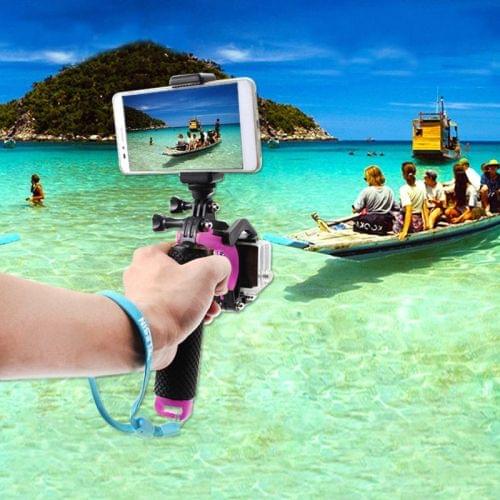 2 in 1 Pistol Trigger Set Floating Hand Grip / Diving Surfing Buoyancy Rods with Adjustable Anti-lost Hand Strap + Camera Trigger for GoPro HERO 4 / 3+ / 3(Magenta)