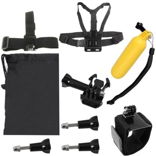 YKD-105 9 in 1 Chest Belt + Wrist Belt + Head Strap + Floating Bobber Monopod + Carry Bag + Screws Set for GoPro NEW HERO /HERO7 /6 /5 /4 /3+ /3 /2 /1 / SJ4000
