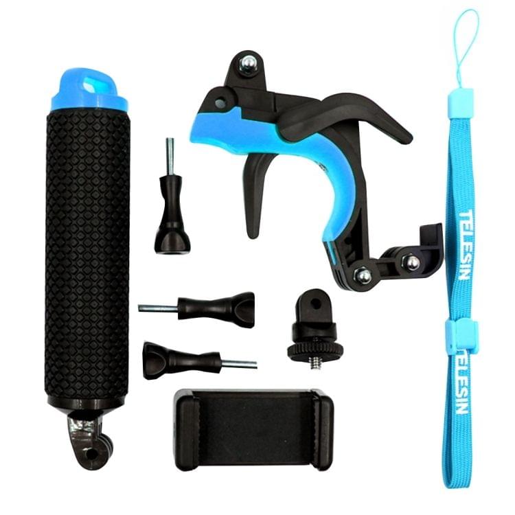 2 in 1 Pistol Trigger Set Floating Hand Grip / Diving Surfing Buoyancy Rods with Adjustable Anti-lost Hand Strap + Camera Trigger for GoPro HERO 4 / 3+ / 3(Blue)
