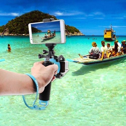 2 in 1 Pistol Trigger Set Floating Hand Grip / Diving Surfing Buoyancy Rods with Adjustable Anti-lost Hand Strap + Camera Trigger for GoPro HERO 4 / 3+ / 3(Blue)
