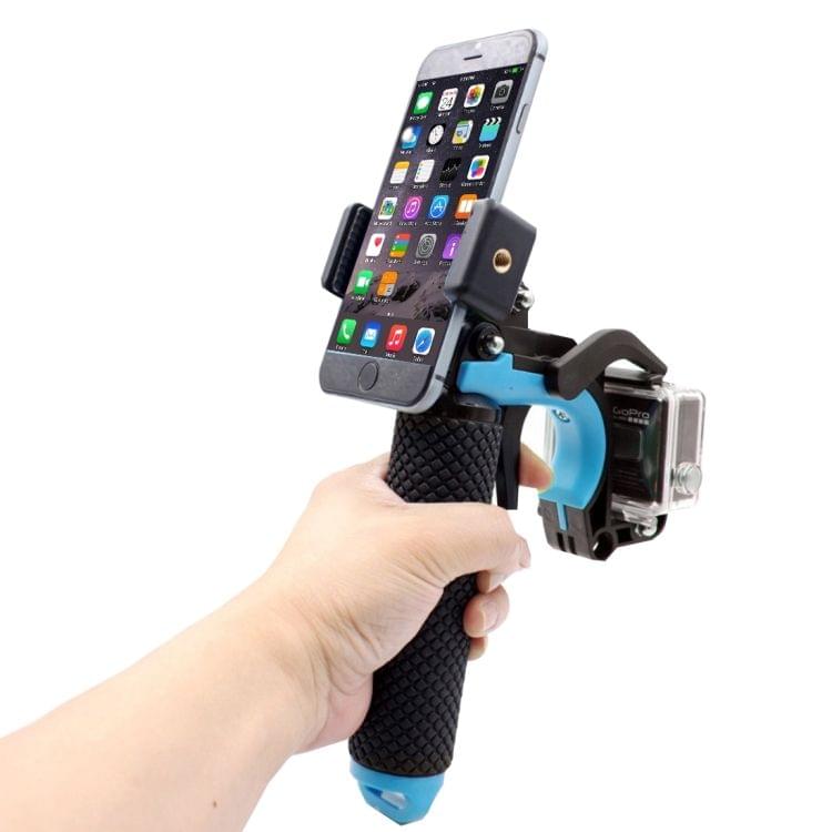 2 in 1 Pistol Trigger Set Floating Hand Grip / Diving Surfing Buoyancy Rods with Adjustable Anti-lost Hand Strap + Camera Trigger for GoPro HERO 4 / 3+ / 3(Blue)
